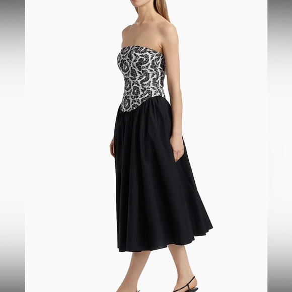 NWT Toccin Melody Floral Cotton Corset Midi-Dress - Picture 8 of 15